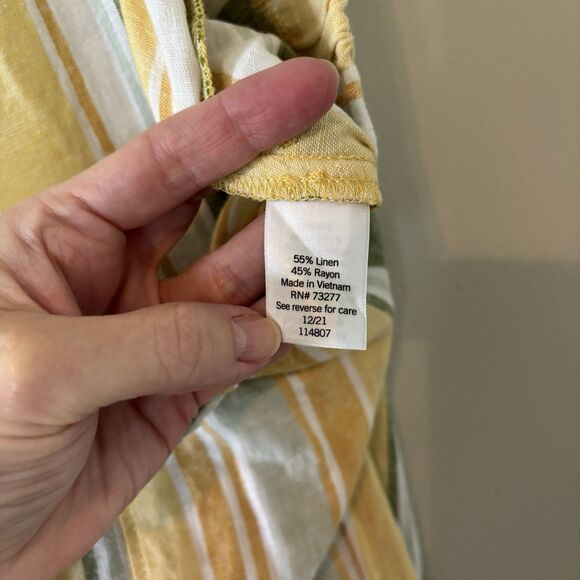 Croft & Barrow NEW Linen Blend Wide Leg Pants Yellow Striped Elastic Waist Sz XL - Picture 7 of 9